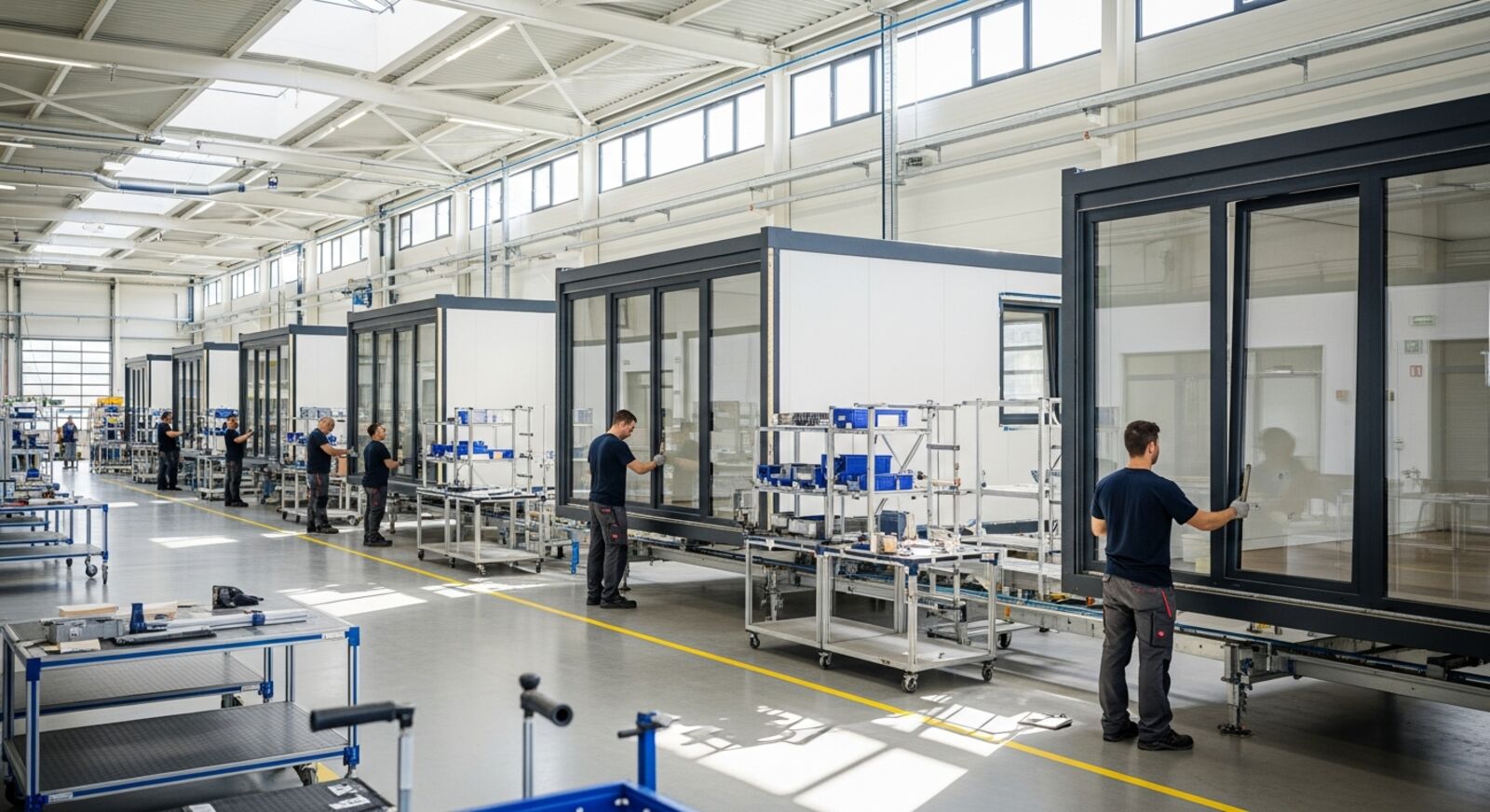 Containerhaus Hersteller in der Produktion – Wohnmodule werden im Werk gefertigt