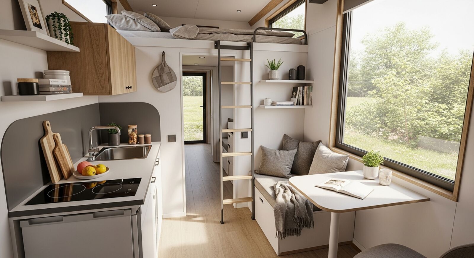 Containerhaus 20 qm von innen – clevere Raumnutzung mit Schlafloft und Mini-Küche